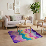 Vibrant Multi-Color Wave Shag Area Rug
