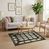 Distressed Shoji Window Frame Area Rug