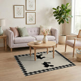Black White Check Bunny Hop Farmhouse Rug