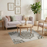 Cream Mandala Boho Area Rug