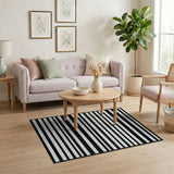 Bold Black White Horizontal Striped Black and White Area Rug
