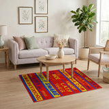 Bold Multi-Color Block Letter Woven Area Rug