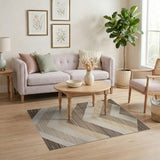 Beige Chevron Geometric Area Rug