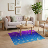 Purple to Blue Glittery Stars Gradient Area Rug