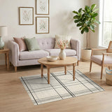 Plaid Black White Plaid Geometric Area Rug