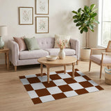 Rustic Brown Checkered Area Rug
