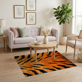 Abstract Area Bold Orange Tiger Stripe Area Rug