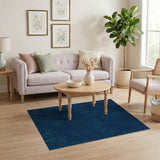 Navy Teal Flame Geometric Area Rug