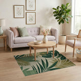 Lush Coastal Beach Lush Green Monstera Leaf Area Rug