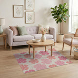 Pink Blush Pink Hibiscus Floral Area Rug
