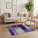 Geometric Modern Purple Grey Curved Geometric Area Rug