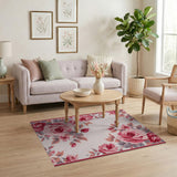 Pink Elegant Pink Rose Floral Area Rug