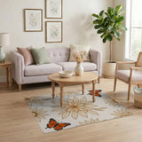 Beige Monarch Butterfly Floral Area Rug