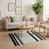 Black White Bold Stripe Area Rug