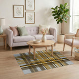 Bold Yellow Brown Plaid Geometric Area Rug