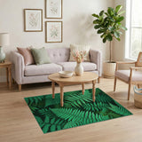 Lush Green Fern Frond Area Rug