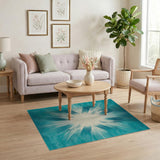 Blue and Teal Starburst Geometric Area Rug