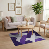 Purple Geometric Interlock Area Rug