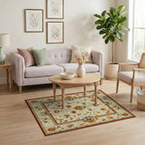 Gold Floral Cream Vintage Area Rug