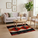 Bold Red Black Southwestern Geometric Area Rug
