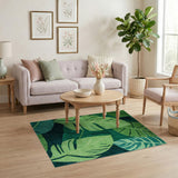 Abstract Area Lush Green Monstera Leaf Area Rug
