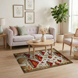 Multi-color and Patterns Whimsical Red Mushroom Meadow Area Rug