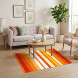 Orange Horizontal Stripe Geometric Rug