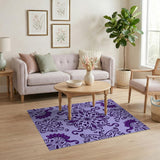 Purple Purple Ornate Floral Mandala Area Rug
