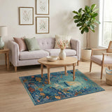 Teal Ocean Sailboat Vibrant Fish Area Rug