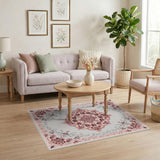 Pink Vintage Pink Floral Medallion Area Rug