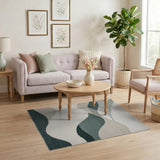 Abstract Teal Wave Landscape Rug