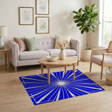 Blue Sunburst Geometric Area Rug