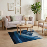 Abstract Blue Mountain Peaks Area Rug
