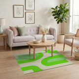 Geometric Modern Vibrant Green Curved Geometric Area Rug
