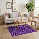 Purple Purple Ornate Floral Area Rug