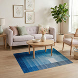 Blue Layered Geometric Abstract Area Rug