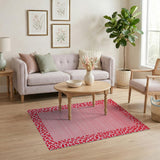 Pink Pink Leopard Border Area Rug