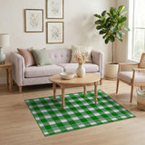 Green White Gingham Check Area Rug