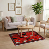 Whimsical Cats Red Persian Area Rug