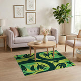 Vibrant Geometric Leaf Area Rug in Green Yellow