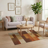 Rustic Wood Plank Patchwork Area Rug