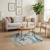 Coastal Starfish Waves Area Rug