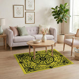 Ornate Black Filigree Sunny Yellow Area Rug