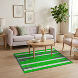 Green Geometric Border Area Rug