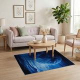 Starry Indigo Moon Over Mountains Rug