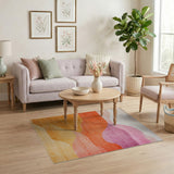 Layered Sunset Waves Abstract Area Rug