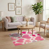 Pink Hearts Plush Kids Area Rug