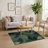 Abstract Area Abstract Green Leaves Area Rug
