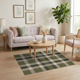 Rustic Olive Green Plaid Farmhouse Rug