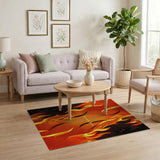 Fiery Orange Flame Abstract Area Rug